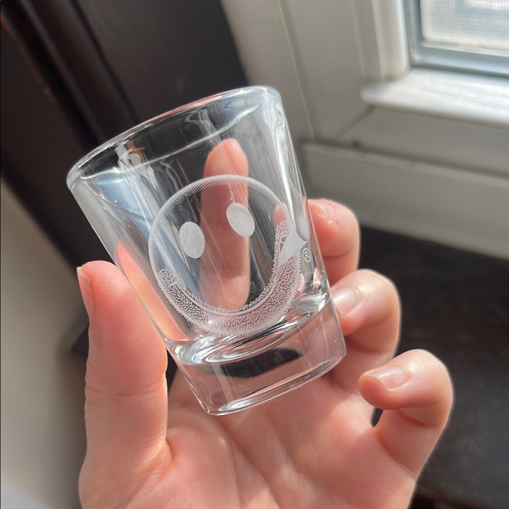 Clear Shot Glass featuring a Shaggy Smiley Face with stogie